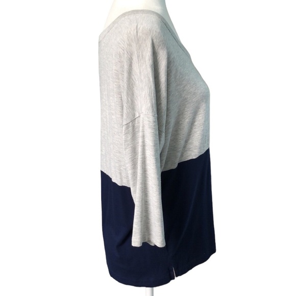 Club Monaco Colorblock Gray and Navy Blue Long Sleeve Top Size Small Oversized - Picture 4 of 13